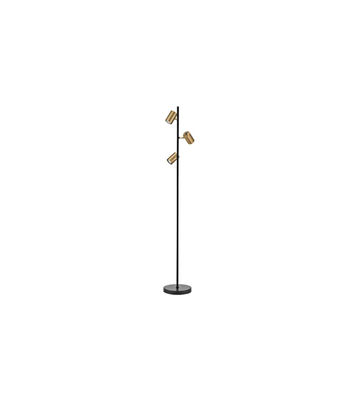 Lámpara de pie 3 luces modelo Paros acabado negro/cuero, 150cm(alto) 23cm(ancho)