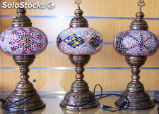 Lampe turque mosaïque sur pied de table artisanale