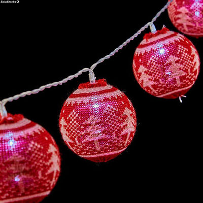 Lampka Sznurkowa Kulki LED 2 m Choinka 6 cm Czerwony Biały