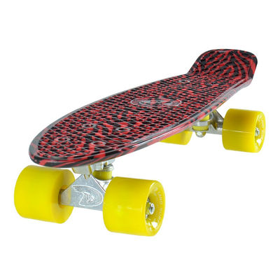 Land Surfer Cruiser Skateboard 22&quot; black and red zebra board solid yellow wheels
