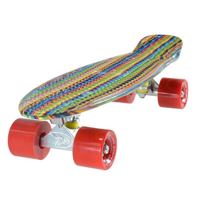 Land Surfer Cruiser Skateboard 22&quot; Multicoloured stripe board solid red wheels
