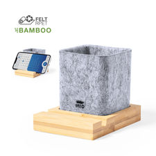 Lapicero con soporte para smartphone en bambú