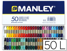 Lapices cera manley caja de 50 colores ref.150