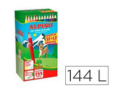 Lapices de colores alpino school pack de 132 + 12 unidades obsequio colores
