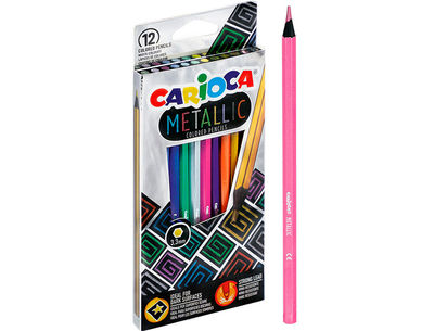 Lapices de colores carioca metallic hexagonal mina 3,3 mm caja de 12 colores - Foto 3