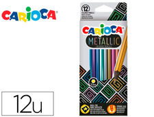 Lapices de colores carioca metallic hexagonal mina 3,3 mm caja de 12 colores