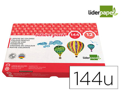 Lapices de colores liderpapel school pack de 144 unidades 12 colores x 12
