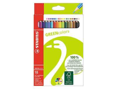 Lapices de colores stabilo green colors con certificado fsc estuche carton de 18 - Foto 3