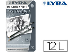 Lapices de grafito lyra rembrand art design caja de 12 graduaciones 6b-5b-4b-3b
