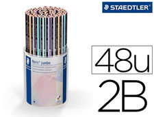 Lapices de grafito staedtler 119 triangular jumbo 2b color pastel bote de 48