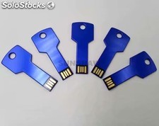Lápiz de memoria azul llave de aluminio con capacidad completa y alta velocidad