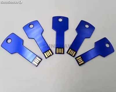 Lápiz de memoria azul llave de aluminio con capacidad completa y alta velocidad