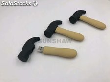 Lápiz de memoria USB de PVC en forma de martillo para empresa de herramienta