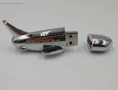 Lápiz de memoria USB metálico capacidad real diseño único agujero forma de avión - Foto 2