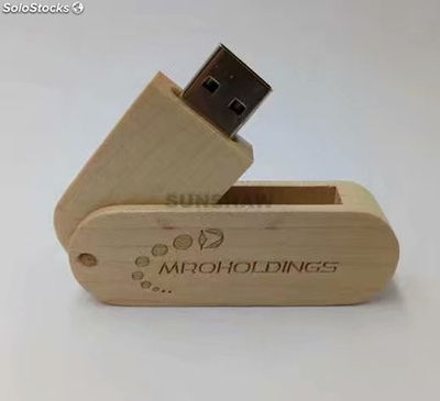 Lápiz de memorias flash USB de madera natural ecológica con logo personalizado
