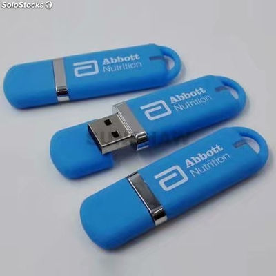 Lápiz de memorias plástico azul claro con superficie de caucho 2GB 4GB 8GB 16GB