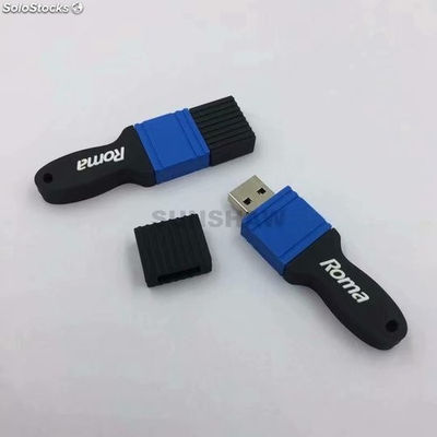 Lápiz de memorias USB PVC en forma de cepillo único para empresa de herramienta