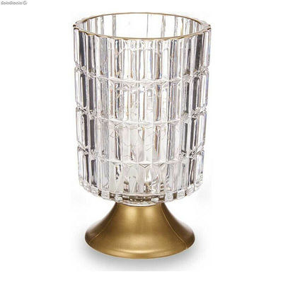 Latarnia LED Metal Złoty Przezroczysty Szkło (10,7 x 18 x 10,7 cm)
