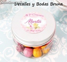 Tarro Latita para Chuches Cuadrada Boda y Comunión - Recipiente Golosinas  Candy Bar y Mesa Dulce