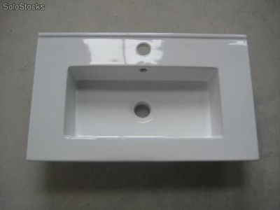 lavabo de cerámica extraplana 71x36 para mueble de 70x35. Serie mies