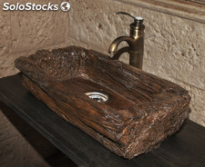 lavabo o fregadero de piedra artificial imitacion madera