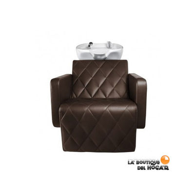 Lavacabezas Con Pica Blanca Y Respaldo Ergonómico Modelo Cubo Marrón Chocolate - Foto 2