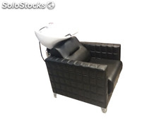 Lavacabezas con sillón negro cuadrado