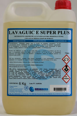 Lavaguic E Super Plus. Detergente lavavajillas líquido para máquina o túnel