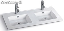 Lavamanos cerámica 2 senos 121x46 para mueble de 120x45. Serie E12046-2