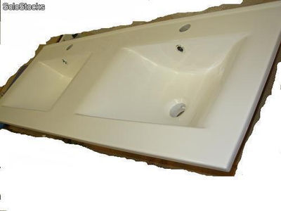 lavatório duplo cerâmica Ondas 121x46 cm para mobília do banheiro 120x45