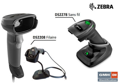 Lecteur ZEBRA DS2200 series cäblé et sans fil, Scanner imageurs 1D/2D