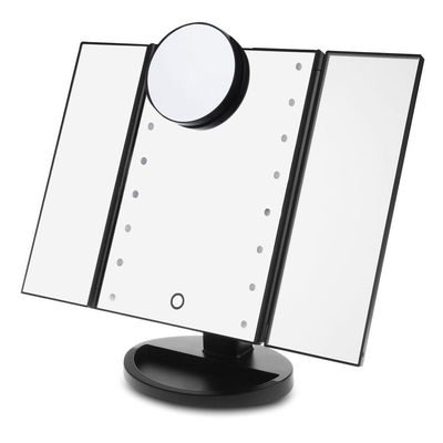 LED Folding Portable Desktop Makeup Mirror - Black