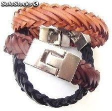 Leder-Armband mit Verriegelung braid breit 5 cabos