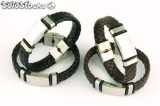 Leder-Armband Stahl und die Litzen 14 x 3 mm. Viele sortierte Farben