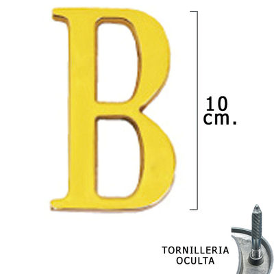 Letra Latón &quot;B&quot; 10 cm. con Tornilleria Oculta (Blister 1 Pieza)