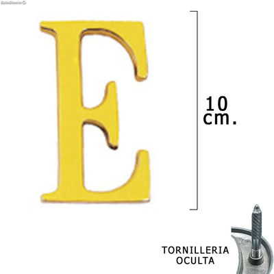 Letra Latón E 10 cm. con Tornilleria Oculta (Blister 1 Pieza)