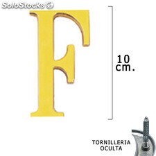 Letra Latón F 10 cm. con Tornilleria Oculta (Blister 1 Pieza)