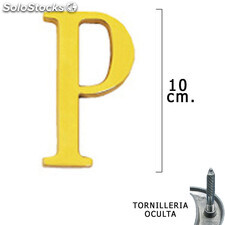 Letra Latón P 10 cm. con Tornilleria Oculta (Blister 1 Pieza)