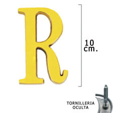 Letra Latón &quot;R&quot; 10 cm. con Tornilleria Oculta (Blister 1 Pieza)