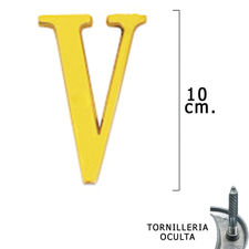 Letra Latón &quot;V&quot; 10 cm. con Tornilleria Oculta (Blister 1 Pieza)