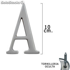 Letra Metal A Plateada Mate 10 cm. con Tornilleria Oculta (Blister 1 Pieza)