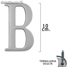 Letra Metal B Plateada Mate 10 cm. con Tornilleria Oculta (Blister 1 Pieza)