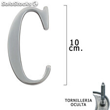 Letra Metal C Plateada Mate 10 cm. con Tornilleria Oculta (Blister 1 Pieza)