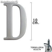 Letra Metal D Plateada Mate 10 cm. con Tornilleria Oculta (Blister 1 Pieza)