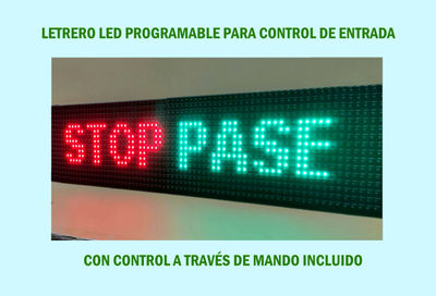 Letrero led programable - control entrada rojo-verde 1 cara. Incluye mando 64x16