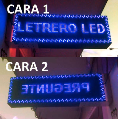 Letrero LED programable electrónico doble cara 64x32 cm Azul - Banderola LED