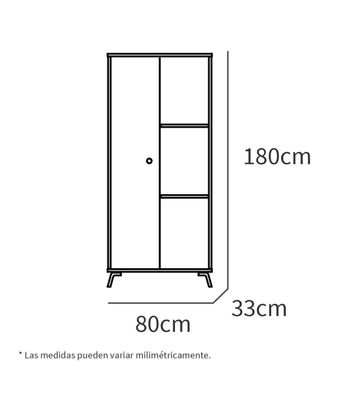 Librería Kamet con puerta corredera acabado roble gold, 180cm(alto) 80cm(ancho) - Foto 2