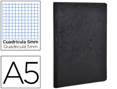 Libreta age-bag tapa cartulina lomo cosido cuadro 5 mm 96 hojas color negro