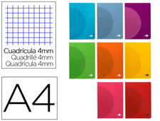 Libreta liderpapel 360 tapa de plastico a4 48 hojas 90g/m2 cuadro 4mm con margen