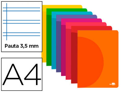 Libreta liderpapel 360 tapa de plastico A4 48 hojas 90G/M2 pauta 4 3.5MM con